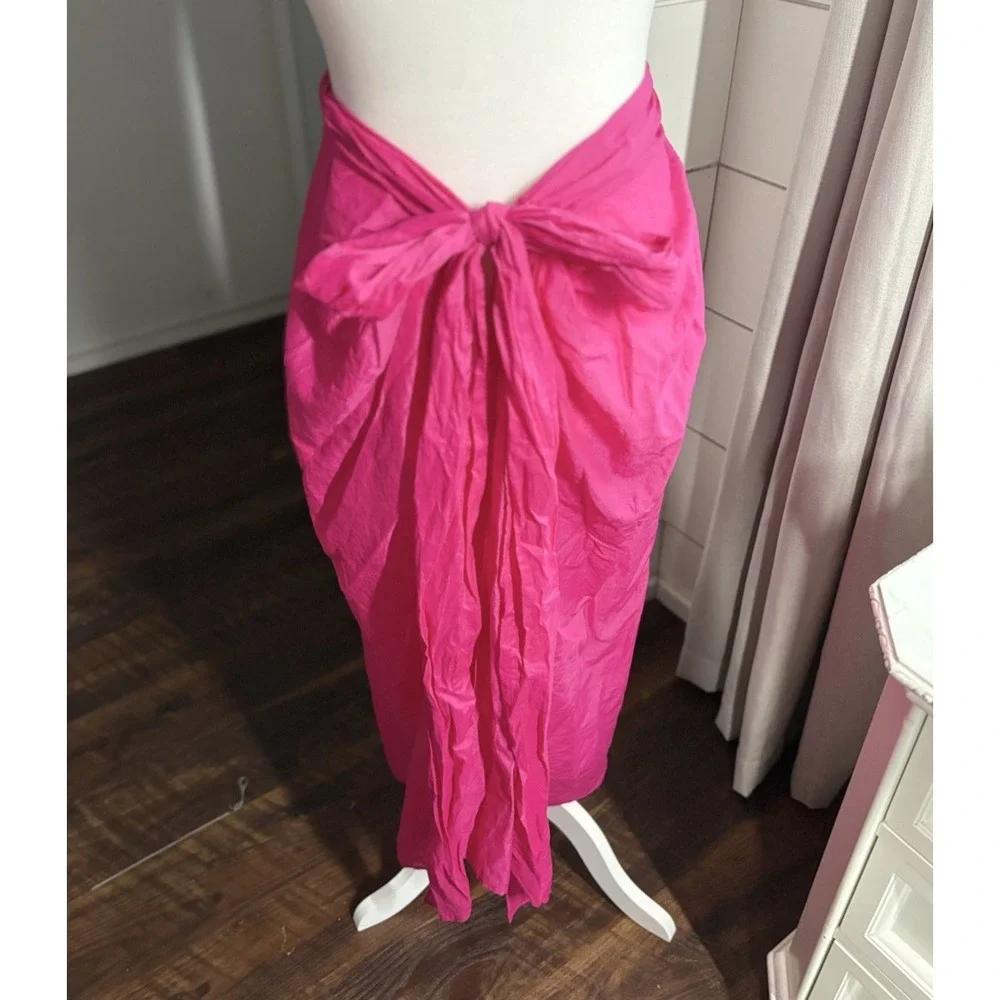 J Crew Sarong Dress Womens XS Pink Convertible Beach Skirt Bandeau Halter‎ Bow